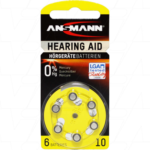Ansmann 5013223 A10 hearing aid battery. Replaces 10AP, 10HPX, A10
